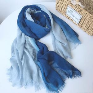 Blue Contrast Resist Dyeing Beach Scarf Shawl
