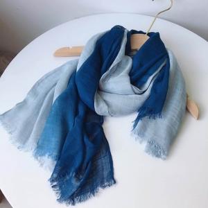 Blue Contrast Resist Dyeing Beach Scarf Shawl