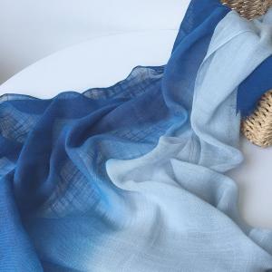Blue Contrast Resist Dyeing Beach Scarf Shawl