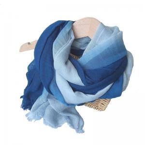 Blue Contrast Resist Dyeing Beach Scarf Shawl