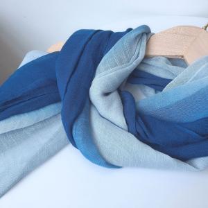 Blue Contrast Resist Dyeing Beach Scarf Shawl