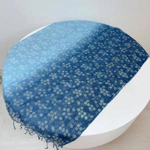 Long Fringes Printed Blue Tie Dye Scarf