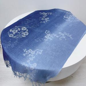 Long Fringes Printed Blue Tie Dye Scarf