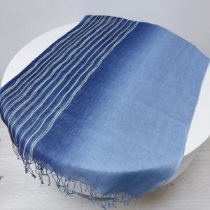 Long Fringes Printed Blue Tie Dye Scarf