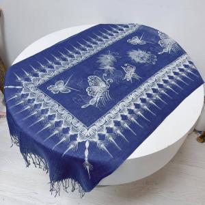 Long Fringes Printed Blue Tie Dye Scarf