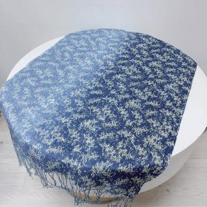 Long Fringes Printed Blue Tie Dye Scarf