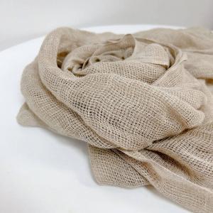 Khaki Tassel Linen Crochet Scarf
