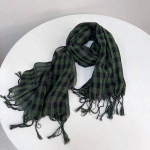 Classic Gingham Cotton Linen Shawl Scarf