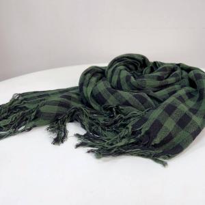 Classic Gingham Cotton Linen Shawl Scarf