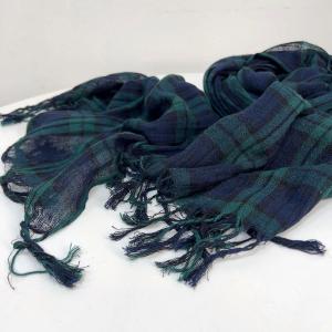 Classic Gingham Cotton Linen Shawl Scarf