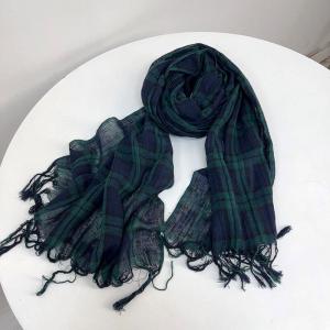 Classic Gingham Cotton Linen Shawl Scarf