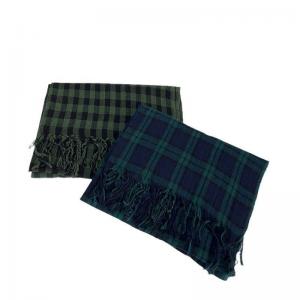 Classic Gingham Cotton Linen Shawl Scarf