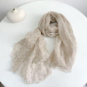 Little Black Dot Linen Beige Sheer Shawl