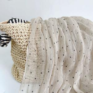 Little Black Dot Linen Beige Sheer Shawl