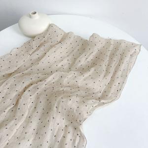 Little Black Dot Linen Beige Sheer Shawl