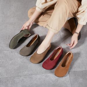 Lazy Day Leather Cozy Coastal Grandma Flats