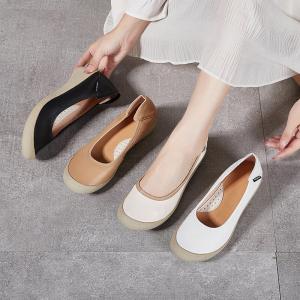 Chunky Heels Leather Comfortable Work Shoes