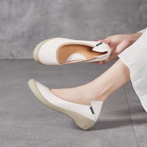 Chunky Heels Leather Comfortable Work Shoes