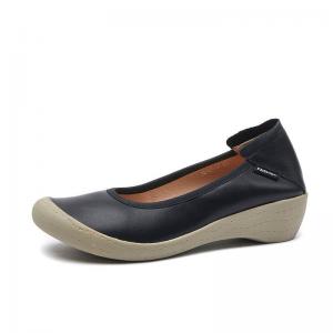 Chunky Heels Leather Comfortable Work Shoes