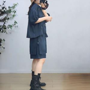 Patchwork Polo Jean Shirt with Wide Leg Jorts