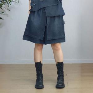 Patchwork Polo Jean Shirt with Wide Leg Jorts