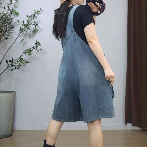 Big Pockets Wide Leg Adjustable Straps Overall Shorts