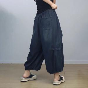 Baggy Drawstring Waist Stone Wash Dad Jeans