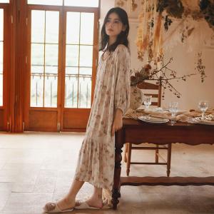 Loose-Fit Printed Backless Fishtail Pajamas Dress