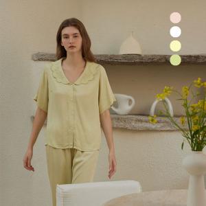 Embroidery Petal Collar Silky Nighties Sets