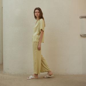 Embroidery Petal Collar Silky Nighties Sets
