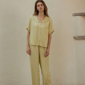 Embroidery Petal Collar Silky Nighties Sets
