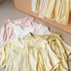 Embroidery Petal Collar Silky Nighties Sets