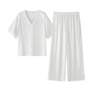 Embroidery Petal Collar Silky Nighties Sets