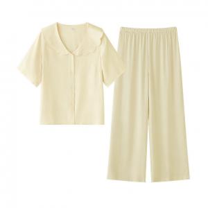 Embroidery Petal Collar Silky Nighties Sets