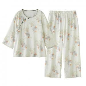 Beading Collar Loose Long Elegant Nightgowns Sets