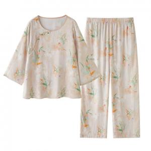 Beading Collar Loose Long Elegant Nightgowns Sets