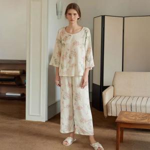Beading Collar Loose Long Elegant Nightgowns Sets