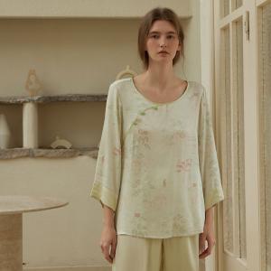 Frog Buttons Eastern Long Silk Sleepwear Sets