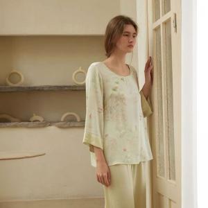 Frog Buttons Eastern Long Silk Sleepwear Sets