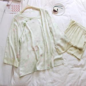 Frog Buttons Eastern Long Silk Sleepwear Sets
