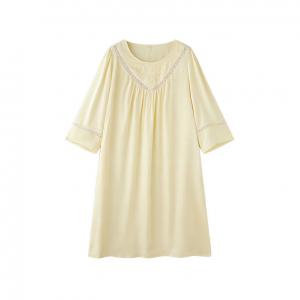 Embroidered Collar Crochet Silk One Piece Pajamas