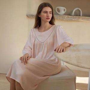 Embroidered Collar Crochet Silk One Piece Pajamas