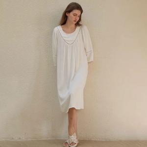 Embroidered Collar Crochet Silk One Piece Pajamas