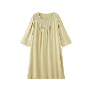 Embroidered Collar Crochet Silk One Piece Pajamas