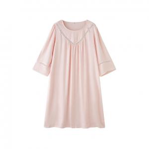 Embroidered Collar Crochet Silk One Piece Pajamas