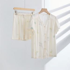 V-Neck Silky Printed Luxury Loungewear Sets