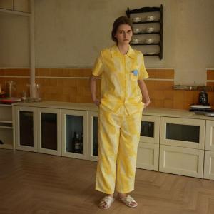 Knitting Elephant Patchwork Nightgown with Yellow Long Pants