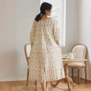 Embroidery Petal Collar Plus Size Sleepwear Dress
