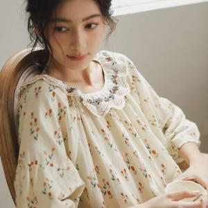 Embroidery Petal Collar Plus Size Sleepwear Dress