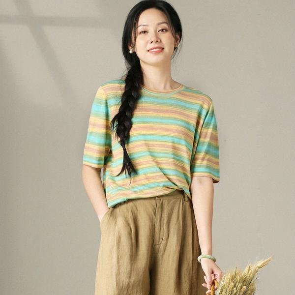 Colorful Chunky Striped Cozy Casual T-shirt